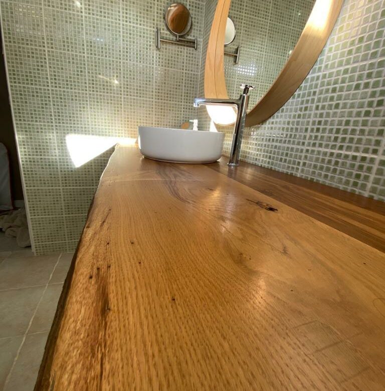 rénovation meuble de salle de bain en bois dans l'ouest lyonnais 69
